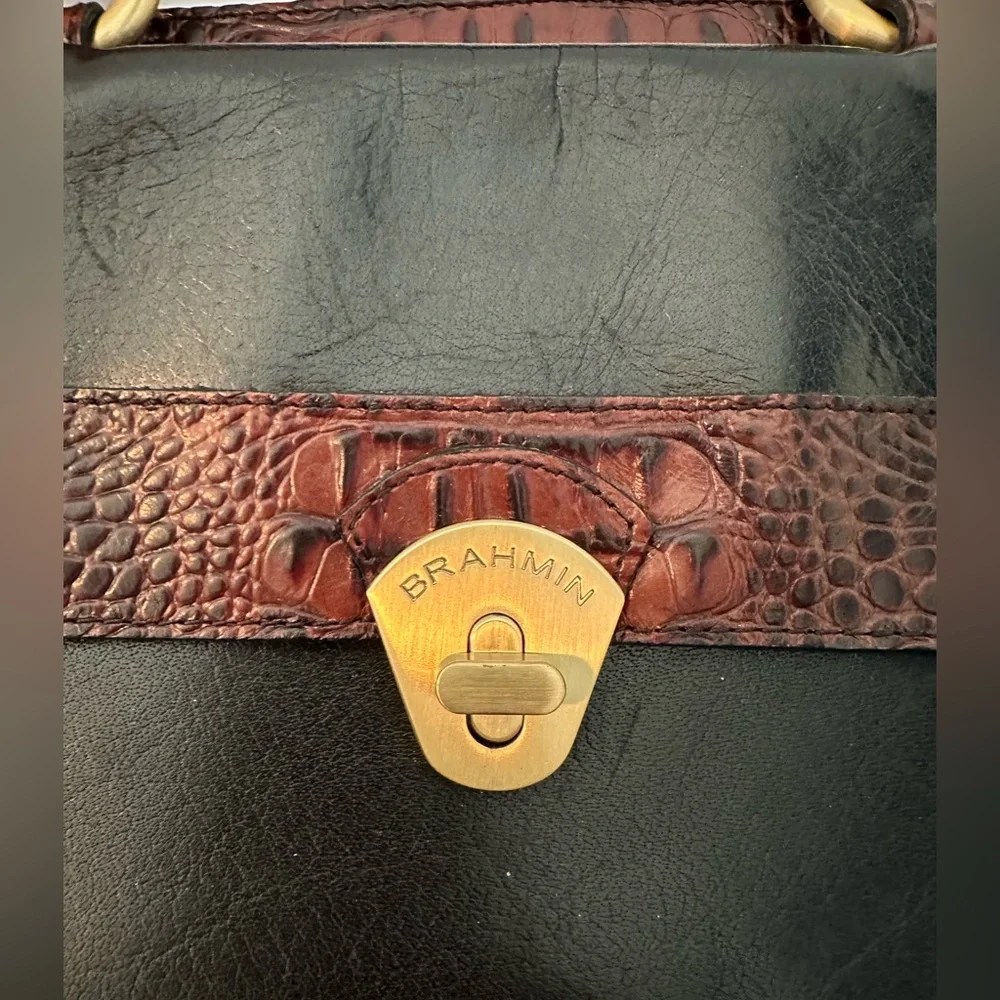 Brahmin Samantha Black Tuscan satchel bag